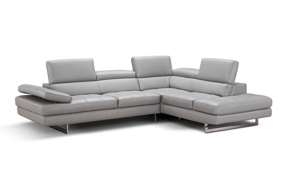 J&M Furniture - A761 Italian Leather Sectional Light Grey In Left Hand Facing - 18142-LHFC - GreatFurnitureDeal