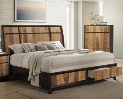 Myco Furniture - Ava Eastern King Bed in Espresso & Natural Walnut - AV6120K