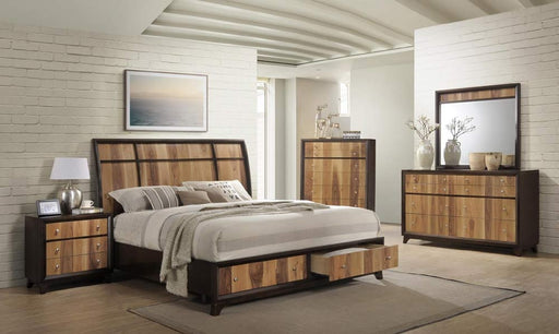 Myco Furniture - Ava Queen Bed in Espresso & Natural Walnut - AV6120Q - GreatFurnitureDeal