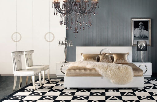 VIG Furniture - A&X Ovidius - Modern White Crocodile Lacquer Bed - VGUNAW223-180 - GreatFurnitureDeal