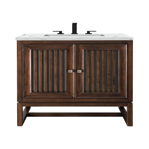 James Martin Furniture - Athens 30" Single Vanity Cabinet, Mid Century Acacia, w/ 3 CM Ethereal Noctis Top - E645-V30-MCA-3ENC - GreatFurnitureDeal