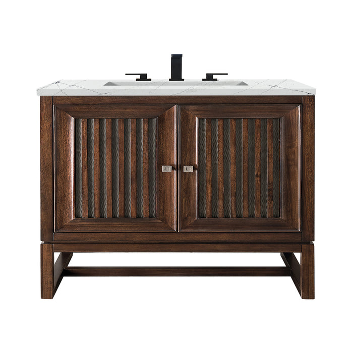 James Martin Furniture - Athens 30" Single Vanity Cabinet, Mid Century Acacia, w/ 3 CM Ethereal Noctis Top - E645-V30-MCA-3ENC