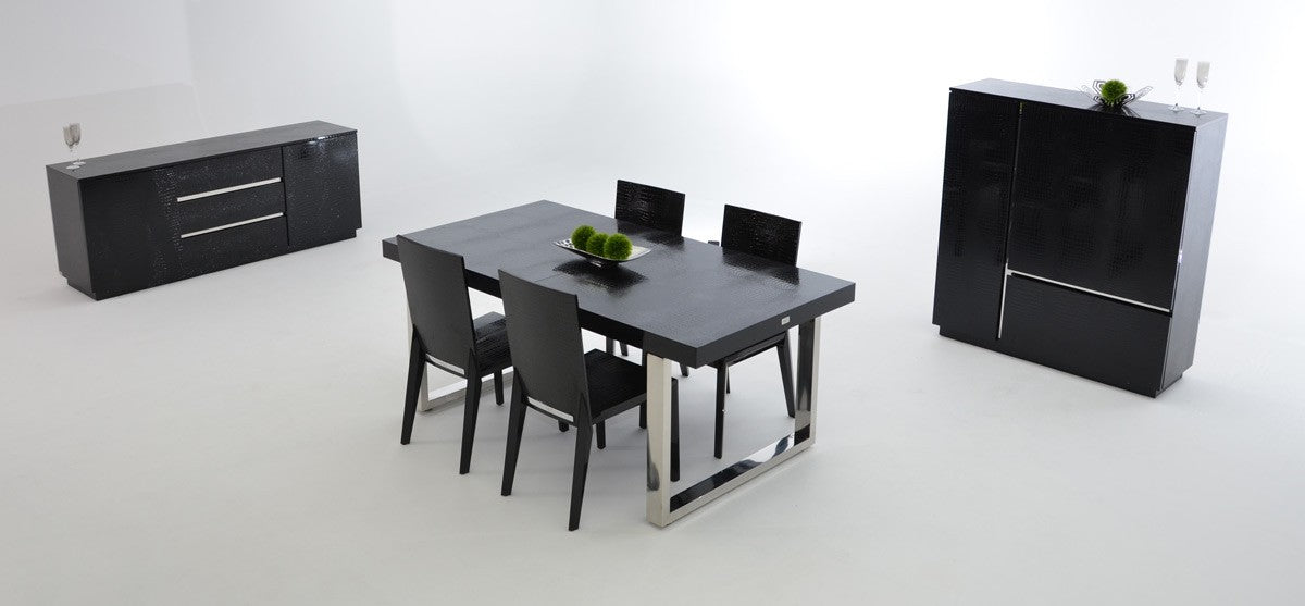 VIG Furniture - Skyline - Modern Black Crocodile Lacquer Dining Table - VGUNAC803-255-B