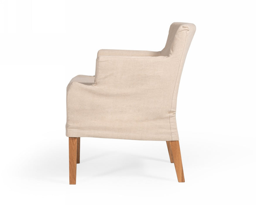 VIG Furniture - Modrest Axtell - Farmhouse Oatmeal Fabric Dining Arm Chair - VGAFSH13-ARMCH1