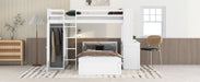 GFD Home - Twin size Loft Bed with a Stand-alone bed, Shelves,Desk,and Wardrobe-White - GreatFurnitureDeal