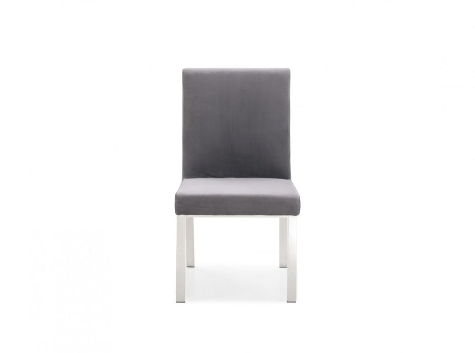 VIG Furniture - Modrest Reba Modern Grey Velvet & Stainless Steel Dining Chair (Set of 2) - VGVCB0258-GRYSTL - GreatFurnitureDeal
