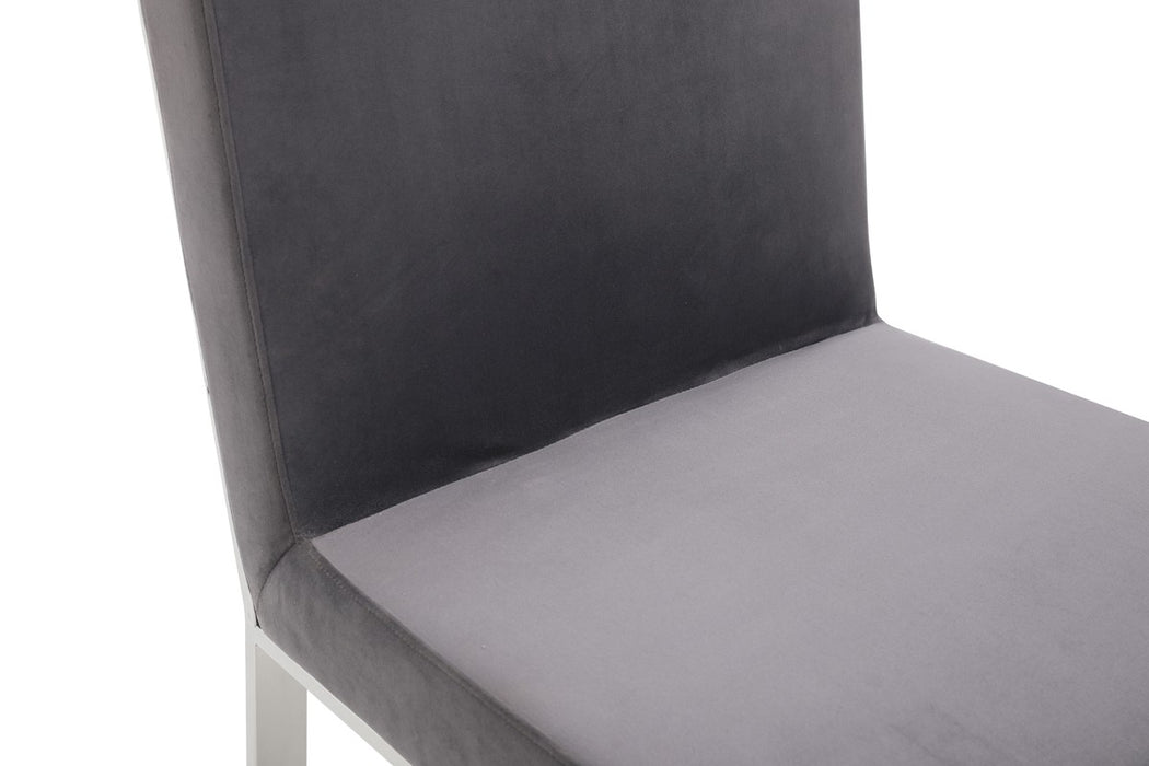 VIG Furniture - Modrest Reba Modern Grey Velvet & Stainless Steel Dining Chair (Set of 2) - VGVCB0258-GRYSTL