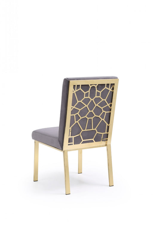 VIG Furniture - Modrest Reba Modern Grey Velvet & Gold Dining Chair (Set of 2) - VGVCB0258G-GRY - GreatFurnitureDeal