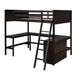 GFD Home - Full size Loft Bed with Shelves and Desk, Wooden Loft Bed with Desk - Espresso - GreatFurnitureDeal