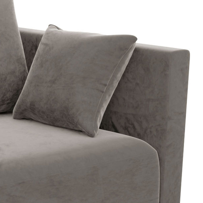 GFD Home - Sectional Sofa U Shape Module Couch Velvet 6 Pillows for Living Room, Camel - GreatFurnitureDeal