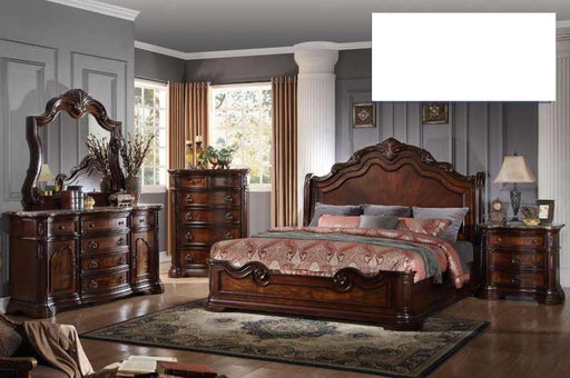 Mariano Furniture - B1003 Walnut 6 Piece California King Panel Bedroom Set - BMB1003-CK-6SET - GreatFurnitureDeal
