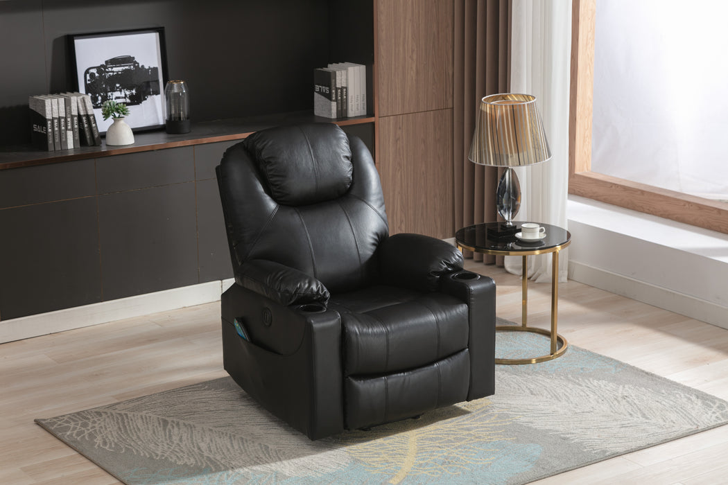 GFD Home - Leather Electric Lift Recliner for the Elderly with Massage and Heat, Power Lift Chair, with Breathable microporous Leather, USB Ports, 2 Cup Holders, Sofa suitable for living room&bed room, Black - GreatFurnitureDeal