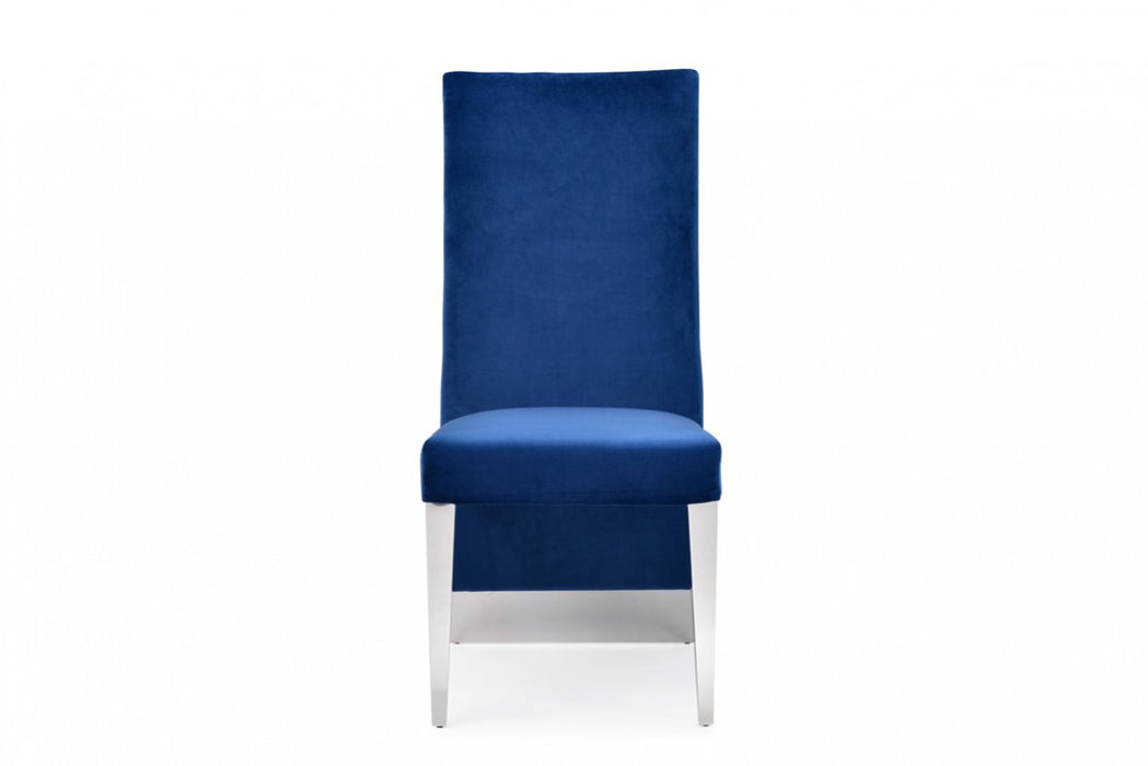 VIG Furniture - Modrest Kilson Modern Blue Velvet & Stainless Steel Dining Chair (Set of 2) - VGVCB1819-BLU