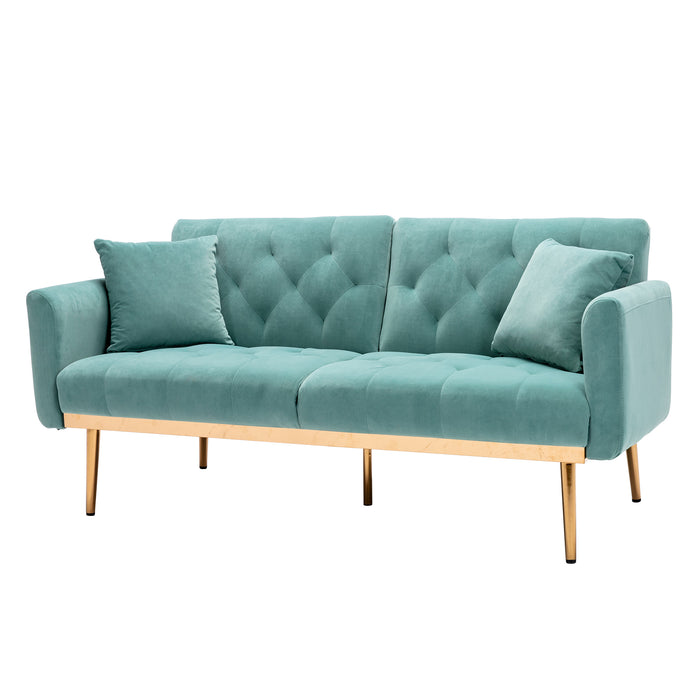 GFD Home - COOLMORE  Velvet  Sofa , Accent sofa .loveseat sofa with rose gold metal feet  and - GreatFurnitureDeal