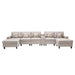 GFD Home - Nolan Beige Linen Fabric 6Pc Double Chaise Sectional Sofa with Interchangeable Legs, a USB, Charging Ports, Cupholders, Storage Console Table and Pillows - GreatFurnitureDeal