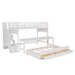 GFD Home - Stairway Twin XL Loft Bed with Twin Size Trundle and 3 Drawers, Storage, Desk, White - GreatFurnitureDeal