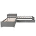 GFD Home - L-shaped Platform Bed with Trundle and Drawers Linked with built-in Desk,Twin,Gray - GreatFurnitureDeal