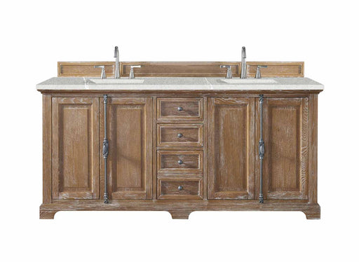 James Martin Furniture - Providence 72" Double Vanity Cabinet, Driftwood, w- 3 CM Eternal Serena Quartz Top - 238-105-5711-3ESR - GreatFurnitureDeal
