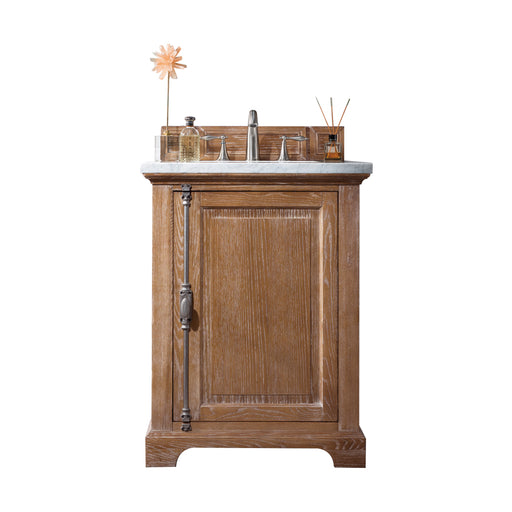 James Martin Furniture - Providence 26" Single Vanity Cabinet, Driftwood, w- 3 CM Eternal Jasmine Pearl Quartz Top - 238-105-V26-DRF-3EJP - GreatFurnitureDeal