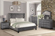 GFD Home - Galaxy Home Allen Tufted Velvet King Upholstered Bed in Gray - GreatFurnitureDeal