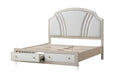 GFD Home - Tiffany Queen Size Storage Bed made with Wood in Ivory & Champagne Gold - GreatFurnitureDeal