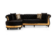 GFD Home - Julia Sectional Made with Velvet Fabric in Black - GreatFurnitureDeal