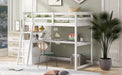 GFD Home - Twin Size Loft Bed with Desk and Shelves, Two Built-in Drawers, White (old SKU: GX000803AAK-1） - GreatFurnitureDeal