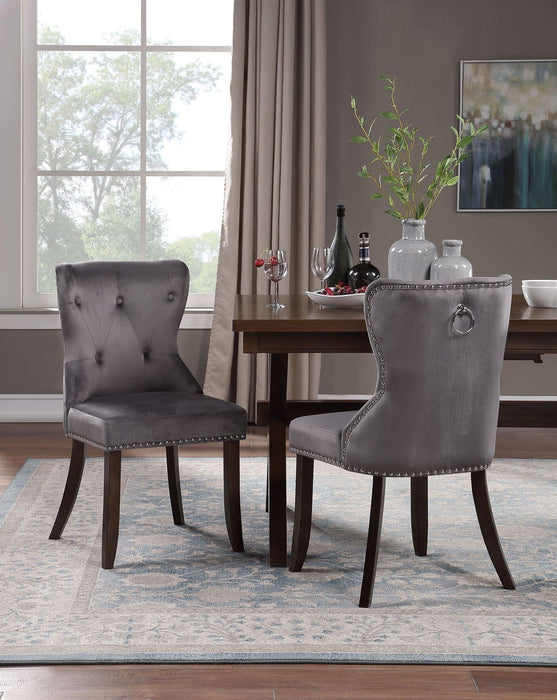 GFD Home - TOPMAX Dining Chair Tufted Armless Chair Upholstered Accent Chair, Set of 6 (Grey) - GreatFurnitureDeal