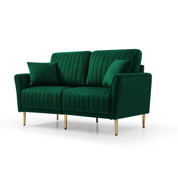 GFD Home - Sofa Sets for Living Room 3 Piece Mid Century Modern Sectional Couch Set, 2 Upholstered Loveseat Sofas and one 3-Seat Sofa (3, Green Velvet) - GreatFurnitureDeal