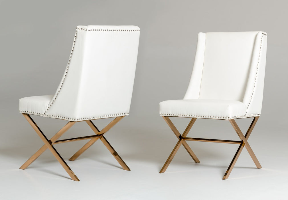 Vig Furniture - Modrest Alexia Modern White & Rosegold Dining Chair - VGVCB8356-WHT