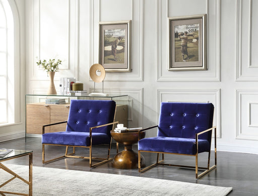 VIG Furniture - Modrest Samara Modern Blue & Gold Accent Chair - VGVCB8390A - GreatFurnitureDeal