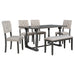 GFD Home - TREXM 6-Piece Dining Table and Chair Set with Special-shaped Legs and Foam-covered Seat Backs&Cushions for Dining Room (Gary) - GreatFurnitureDeal