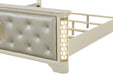 GFD Home - Jasmine Queen Size Tufted Upholstery & LED Bed made with Wood in Beige - GreatFurnitureDeal