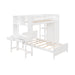 GFD Home - Twin Size Loft Bed with Closet and Desk, Extra Bottom Twin Bed, White - GreatFurnitureDeal