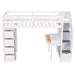 GFD Home - Twin size Loft Bed with Storage Drawers ,Desk and Stairs, Wooden Loft Bed with Shelves - White - GreatFurnitureDeal