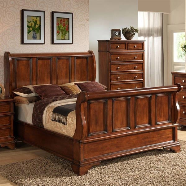 Myco Furniture - Bayliss Sleigh Queen Bed in Distressed Brown - BA1850Q