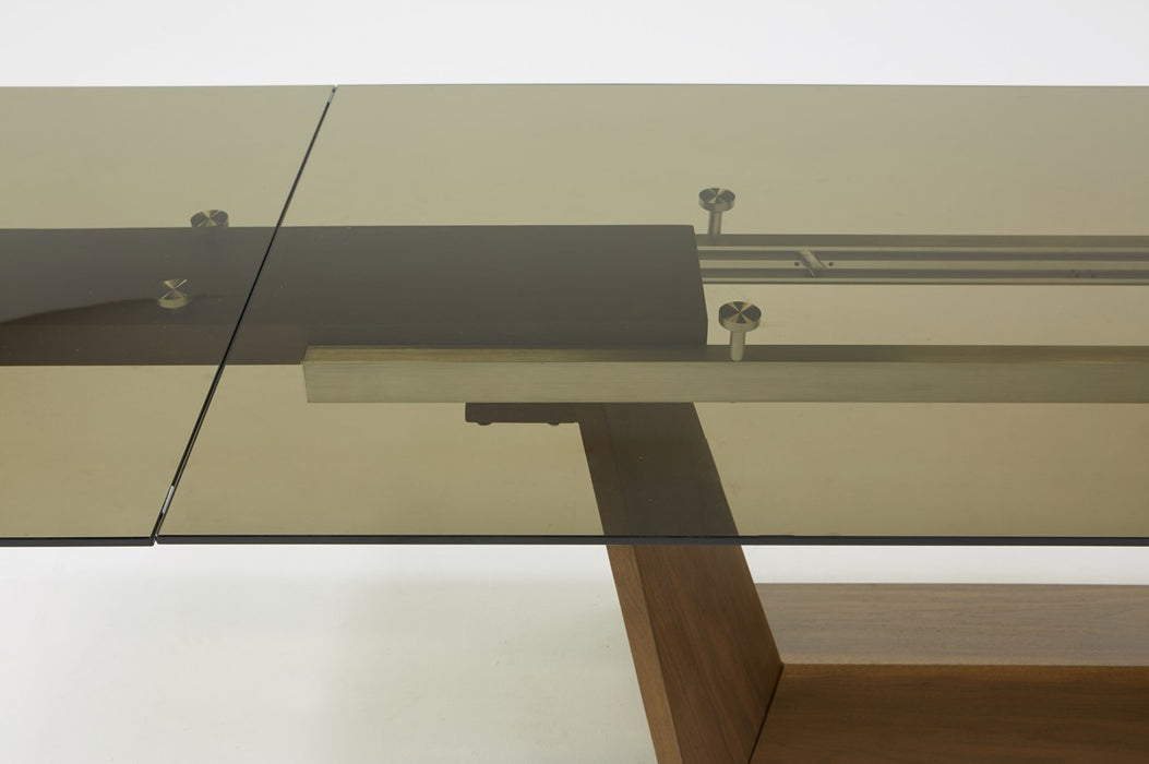 VIG Furniture - Modrest Babia Modern Smoked Glass & Walnut Extendable Dining Table - VGNSGD8683-SMK - GreatFurnitureDeal