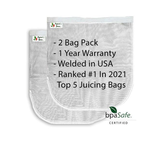 Alexa's Bags (2 Pack) Pro Quality Juicing & Nut Milk Bag - 13"X14" - Commercial Grade Reusable All Purpose Food Strainer - BPA-Safe - Ultra Strong Fine Nylon - Nutmilk, Juices, Pulp Strainer, Warranty - GreatFurnitureDeal