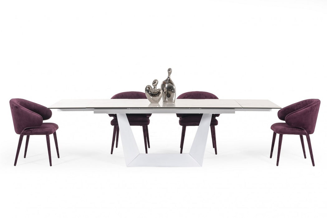 VIG Furniture - Modrest Baldwin - Modern White Ceramic Extendable Dining Table - VGNS-GD8684-C - GreatFurnitureDeal