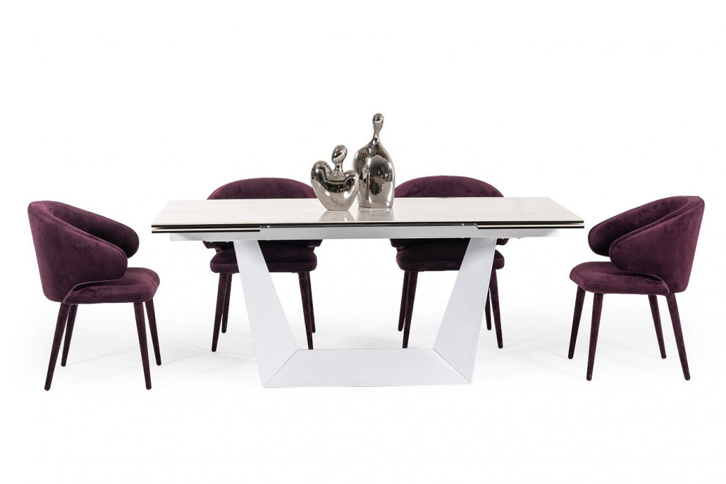 VIG Furniture - Modrest Baldwin - Modern White Ceramic Extendable Dining Table - VGNS-GD8684-C