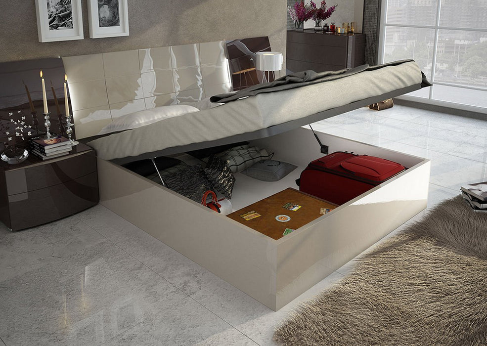 ESF Furniture - Barcelona Eastern King Platform with Storage Bed in Glossy Brown - BARCELONA-KINGBED