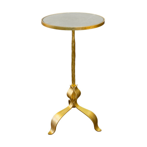 Worlds Away - Round Cigar Table With Leaf Leg Detail In Gold Leaf - BARCLAY G - GreatFurnitureDeal