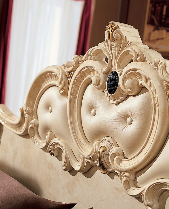ESF Furniture - Barocco 6 Piece Queen Bedroom Set in Ivory with Double Dresser - BAROCCOBEDQ.S-6SET - GreatFurnitureDeal