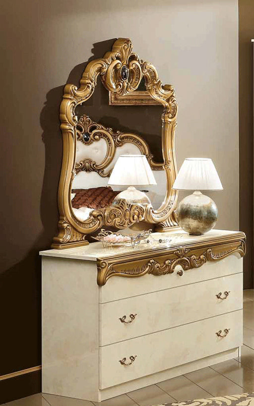 ESF Furniture - Barocco Single Dresser with Mirror Set in Ivory-Gold - BAROCCOSDRESSERIVG-M - GreatFurnitureDeal