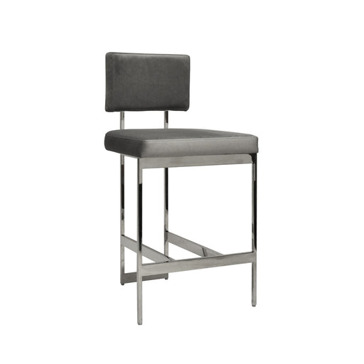 Worlds Away - Baylor Modern Counter Stool With Grey Velvet Cushion In Nickel - BAYLOR NGRY - GreatFurnitureDeal