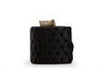 GFD Home - Naomi Button Tufted Chair Finished with Velvet Fabric and Gold Accent in Black - GreatFurnitureDeal