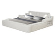 GFD Home - Zoya Smart Multifunctional Queen Size Bed Made with Wood in White - GreatFurnitureDeal