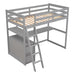 GFD Home - Twin Size Loft Bed with Desk and Shelves, Two Built-in Drawers, Gray(old SKU: GX000803AAE-1） - GreatFurnitureDeal