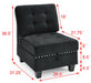 GFD Home - U shape Modular Sectional Sofa，DIY Combination，includes Four Single Chair and Two Corner，Black Velvet. - GreatFurnitureDeal