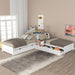 GFD Home - L-shaped Platform Bed with Trundle and Drawers Linked with built-in Desk,Twin,White - GreatFurnitureDeal